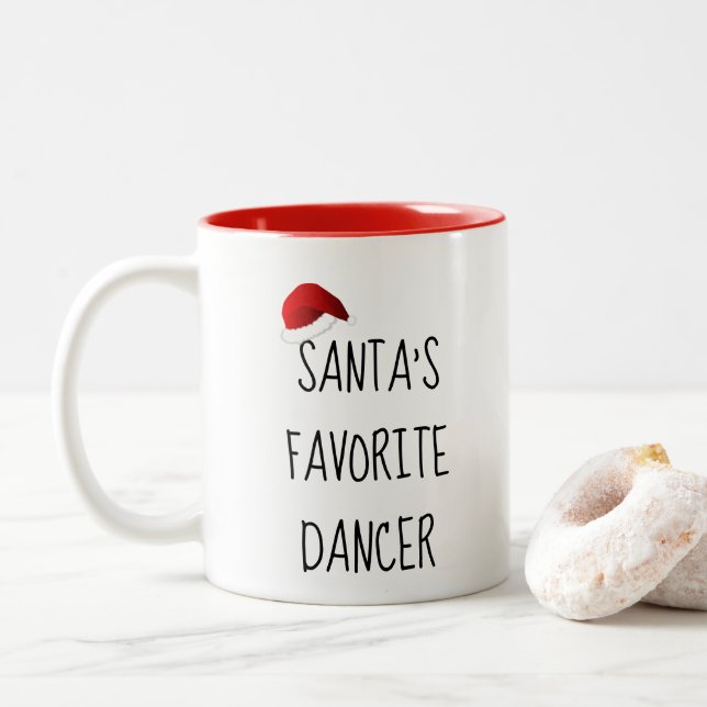 Santa's Favorite Dancer | Christmas Dance Two-Tone Coffee Mug (With Donut)