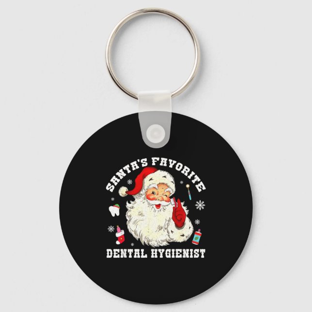 Santas Favorite Dental Hygienist Christmas Funny G Keychain (Front)