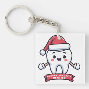 Santa's Favorite Dentist Cute Tooth Christmas Keychain