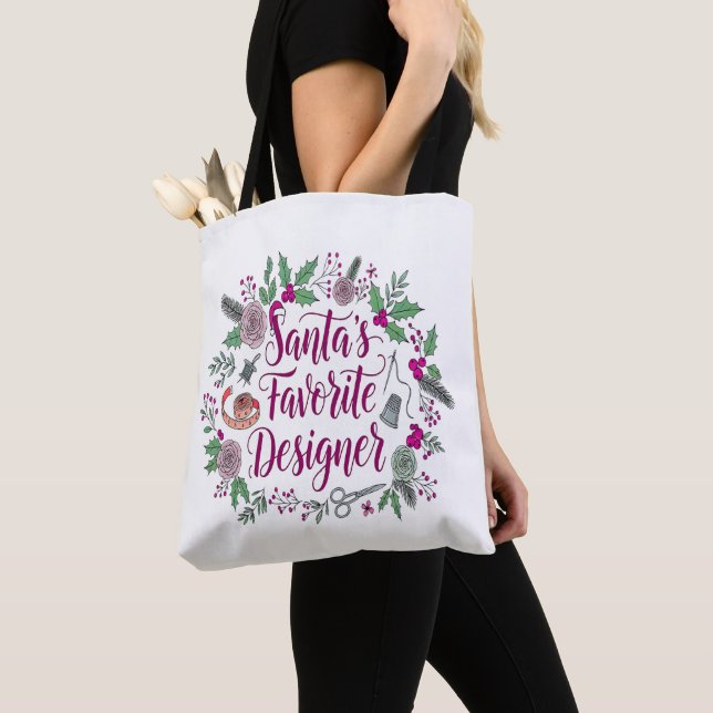 Santa's favorite designer Christmas sewing gift id Tote Bag (Close Up)