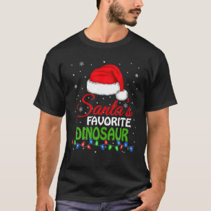 Santa's Favorite Dinosaur Santa Hat Lights. Funny T-Shirt