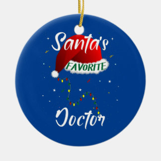 Santa's Favorite Doctor Christmas Tree Matching Ceramic Ornament