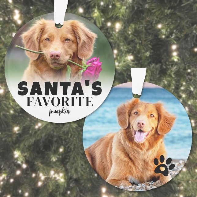 Santa's Favorite Dog Pet Photo Christmas Ornament (Santa's Favorite Dog Pet Photo Christmas Ornament )