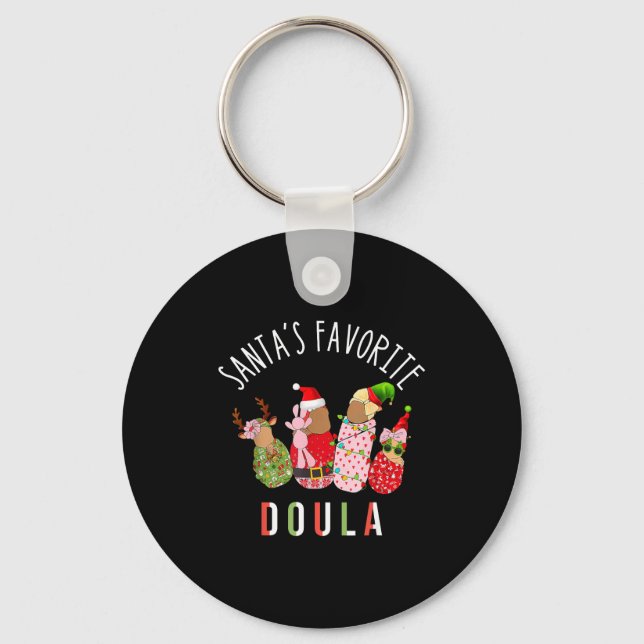 Santa's Favorite Doula Nurse Christmas Stpartum Mi Keychain (Front)