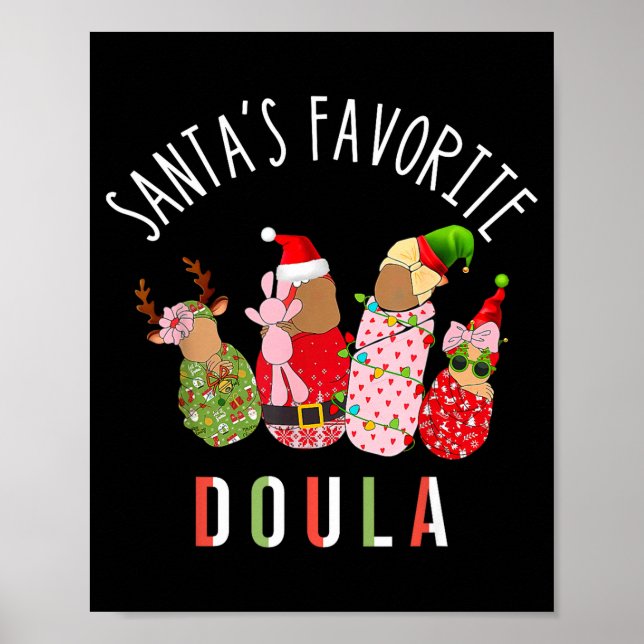 Santa's Favorite Doula Nurse Christmas Stpartum Mi Poster (Front)