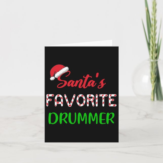 Santas Favorite Drummer Gift Fun Drum Christmas Pa Card (Front)