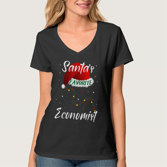 Santa's Favorite Economist Christmas Tree Matching T-Shirt (Front)