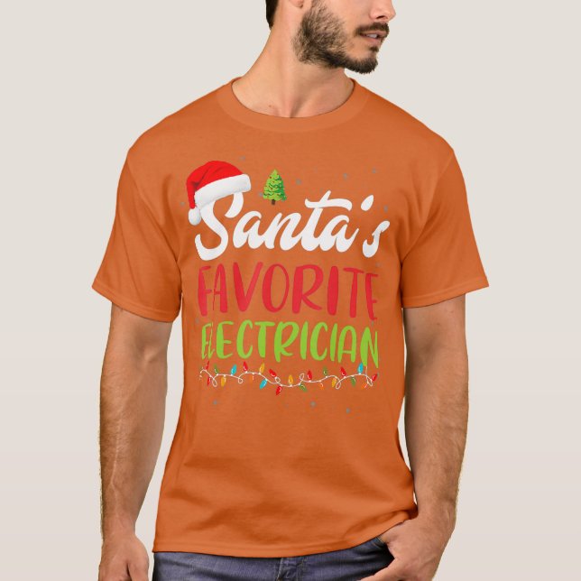 Santas Favorite Electrician Christmas Santa Hat T-Shirt (Front)