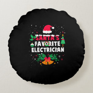 Santas Favorite Electrician Christmas Xmas Gift Round Pillow