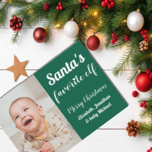 Santa's Favorite Elf Baby Christmas Holiday Card
