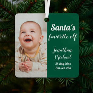Santa's Favorite Elf Baby Christmas Metal Ornament