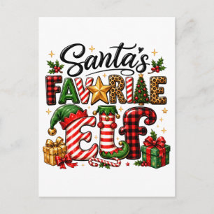 Santa's Favorite Elf Christmas Announcement Postcard