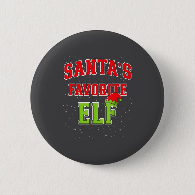 Santa's Favorite Elf Christmas Family Matching Gro Button (Front)