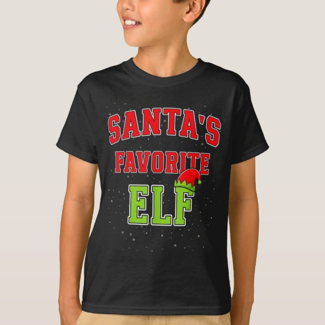 Santa's Favorite Elf Christmas Family Matching Gro T-Shirt (Front)