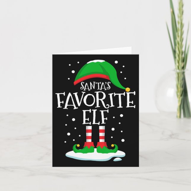 Santa's Favorite Elf Christmas Family Matching Xma Card (Front)