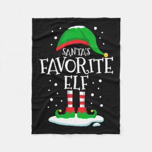 Santa's Favorite Elf Christmas Family Matching Xma Fleece Blanket