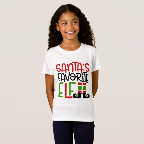 Santas Favorite Elf Christmas Holiday Family Fun T_Shirt