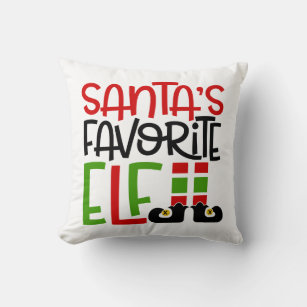 Santa's Favorite Elf Christmas Holiday Family Fun Throw Pillow
