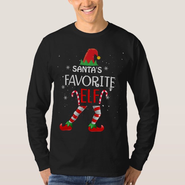 Santa's Favorite Elf Group Matching Family Christm T-Shirt (Front)