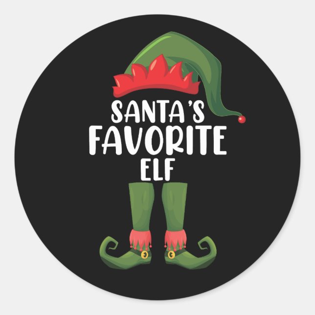 Santas Favorite Elf Matching Family Christmas Classic Round Sticker (Front)