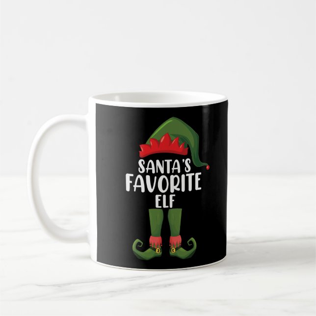 Santas Favorite Elf Matching Family Christmas Coffee Mug (Left)