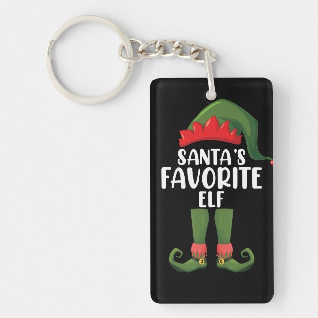 Santas Favorite Elf Matching Family Christmas Keychain (Front)