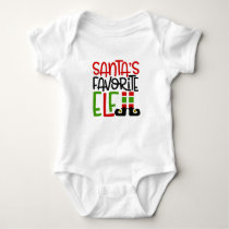 Santa's Favorite Elf Red and Green Christmas Baby Bodysuit