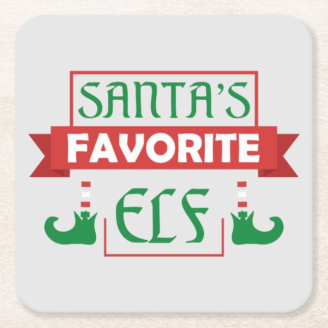 Santa's Favorite Elf Square Paper Coaster (Front)