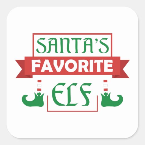 Santas Favorite Elf Square Sticker