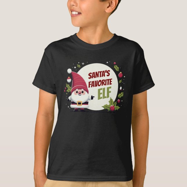 Santa's favorite Elf Tree panel T-Shirt (Front)