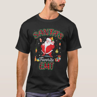 Santa's Favorite EMT Santa Red Plaid Christmas T-Shirt