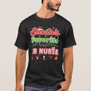 Santa's Favorite ER Nurse Christmas Santa Hat Ligh T-Shirt