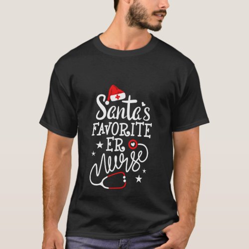 SantaS Favorite Er Nurse Rn Merry Christmas Nurse T_Shirt