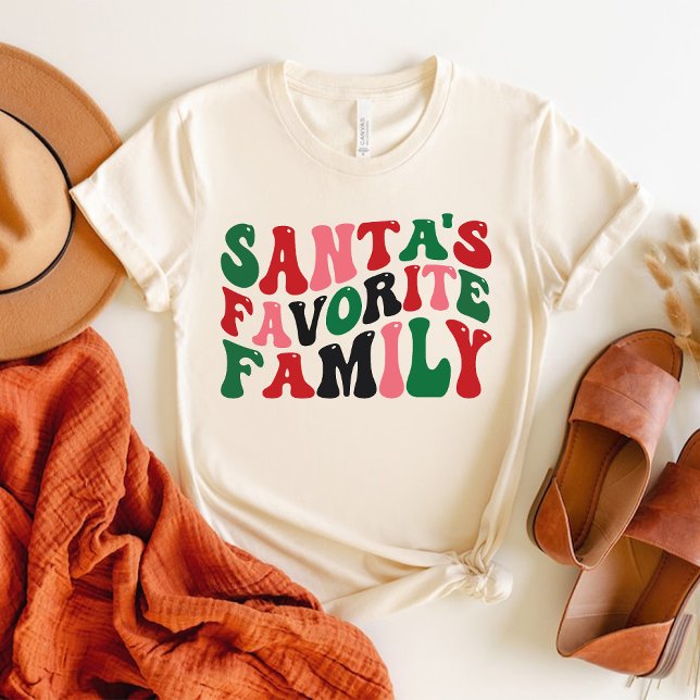 Santa's Favorite Family Christmas Groovy white T-Shirt (Santa's Favorite Family Christmas Groovy white T-Shirt)