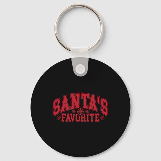 Santa's Favorite Family Xmas Matching Christmas Pa Keychain (Front)