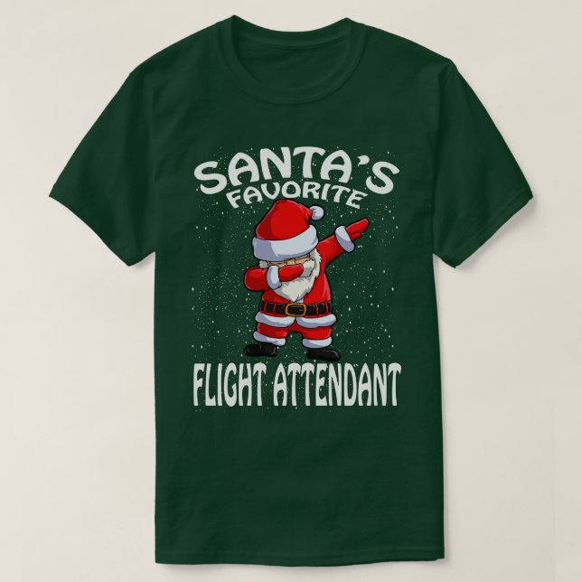 Santas Favorite Flight Attendant Christmas T-Shirt (Design Front)