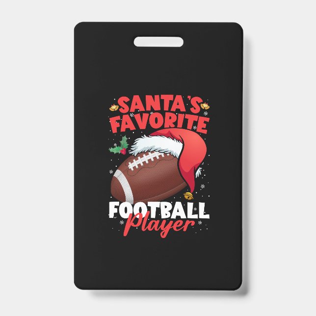 Santa's Favorite Football Player Christmas Pajama  Badge (Front)
