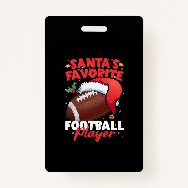 Santa's Favorite Football Player Christmas Pajama  Badge (Front)