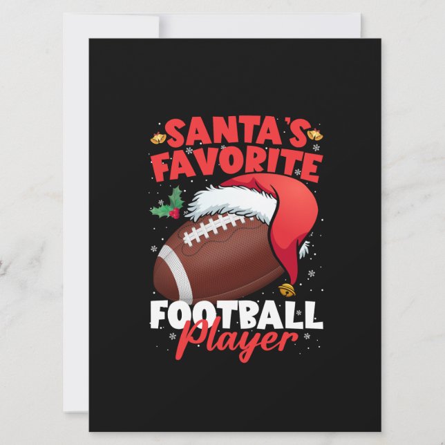 Santa's Favorite Football Player Christmas Pajama  Card (Front)