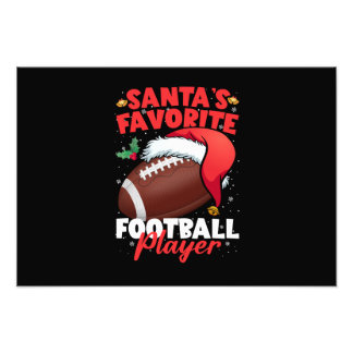Santa's Favorite Football Player Christmas Pajama Photo Print