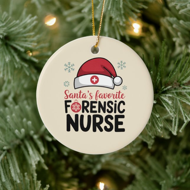 Santas Favorite Forensic Nurse Funny Christmas  Ceramic Ornament (Tree)