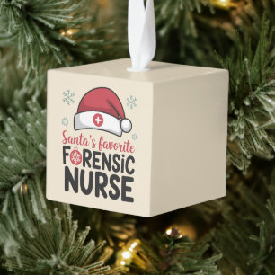 Santas Favorite Forensic Nurse Funny Christmas Cube Ornament