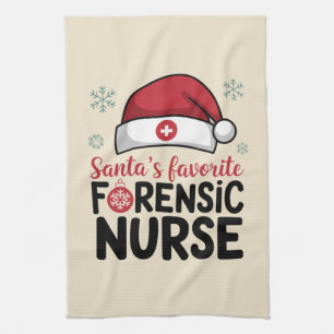Santas Favorite Forensic Nurse Funny Christmas Kitchen Towel