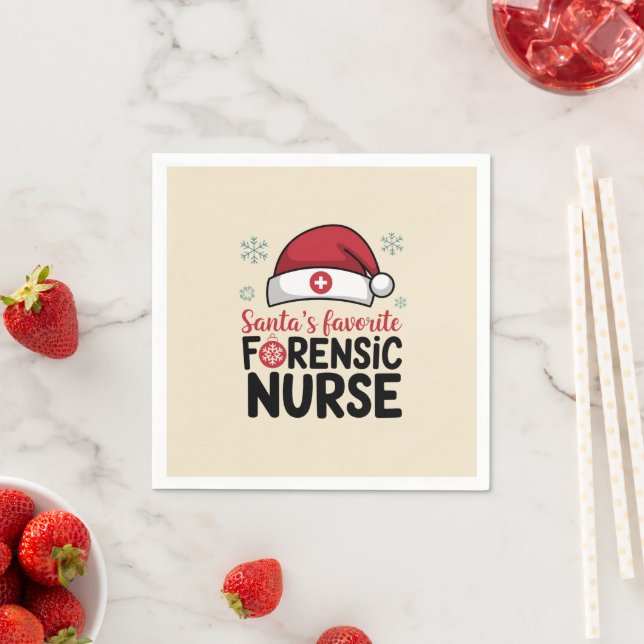 Santas Favorite Forensic Nurse Funny Christmas  Napkins (Insitu)