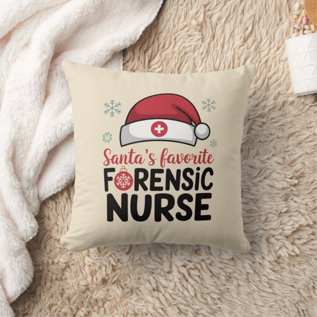 Santas Favorite Forensic Nurse Funny Christmas  Throw Pillow (Blanket)