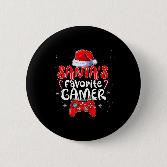 Santa's Favorite Gamer Button (Front)