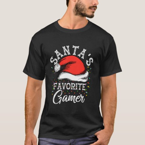 SantaS Favorite Gamer Funny Christmas Gift For Ga T_Shirt