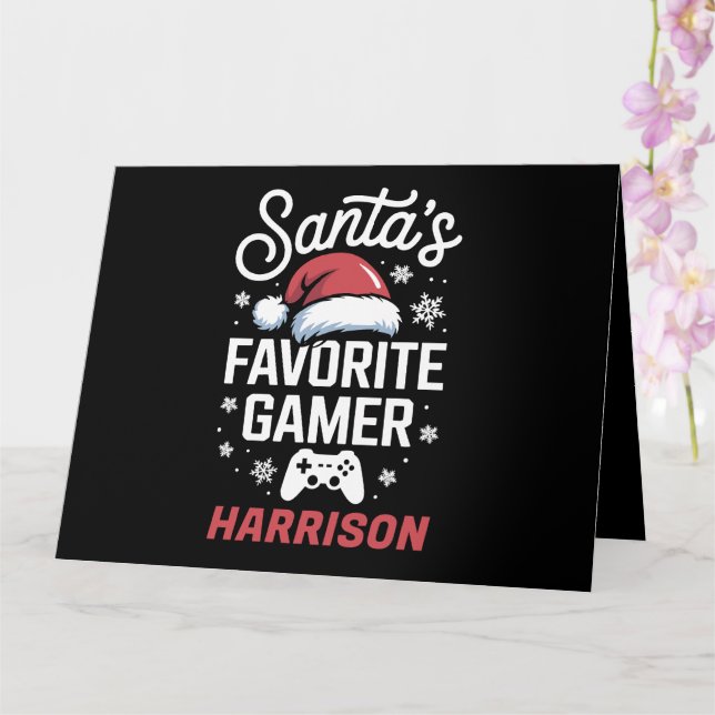 Santa's Favorite Gamer Personalized Gaming Xmas Card (Orchid)