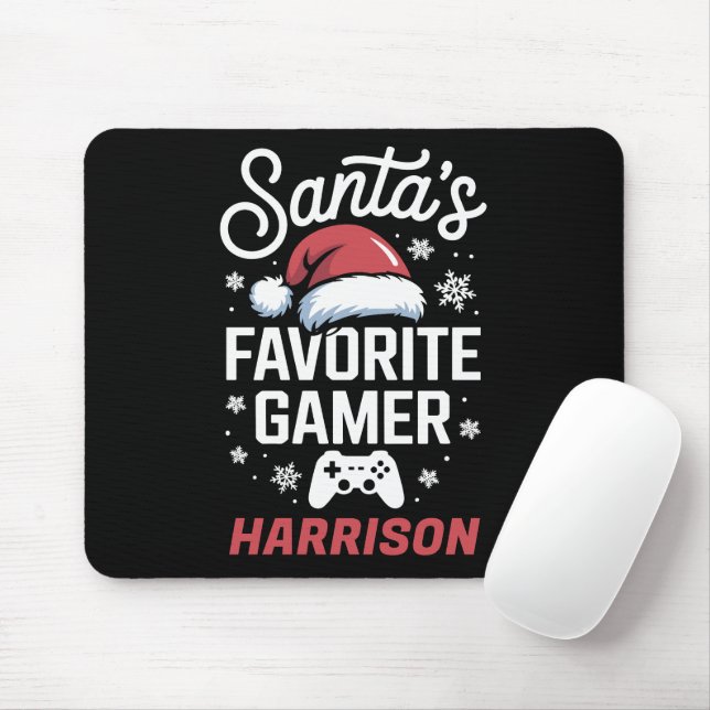 Santa's Favorite Gamer Personalized Gaming Xmas Mouse Pad (With Mouse)