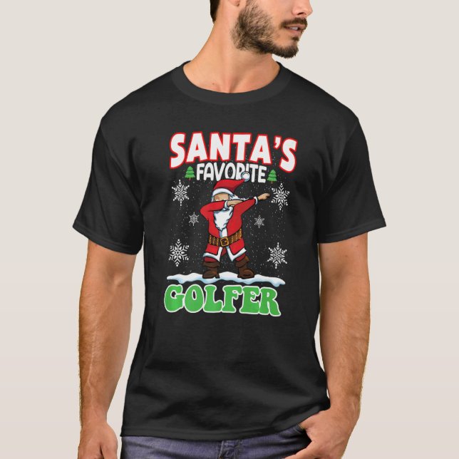 Santa's Favorite Golfer  Dabbing Santa X mas Pajam T-Shirt (Front)